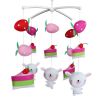 Baby Crib Mobile Hanging Toy Musical Mobile Infant Room Nursery Bed Decor for Girls; Pink Red Strawberry Cake and Dancing Dogs