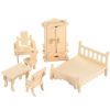 3D Wooden Dollhouse Furniture Puzzles DIY Miniature Furniture Models Set