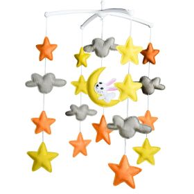 Handmade Baby Boy Crib Mobile Non-Woven Musical Mobile Crib Toy Nursery Room Decor, Stars and Rabbit
