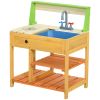 Kids Outdoor Mud Kitchen Playset with Faucet Sink Storage Realistic Toys for Ages 3-8