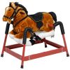 Spring Rocking Horse, Kids Ride on Horse, Plush Horse Ride-on w/ Sounds & Foot Stirrups for Kids 3-8 Years, Brown