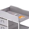 Baby Changing Table, Portable Diaper Change Station with 3 Fabric Drawers and Lockable Wheels