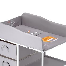Baby Changing Table, Portable Diaper Change Station with 3 Fabric Drawers and Lockable Wheels