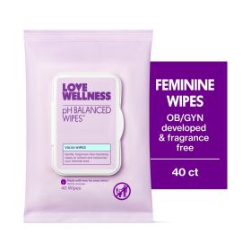 pH Balanced Intimate Wipes for Women, Unscented, Soothing Aloe & Chamomile, 40 Count