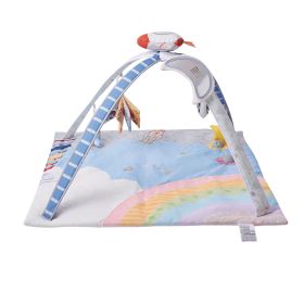 Baby Play Gym Mat, Tummy Time Mat with 6 Sensory Toys, Baby Activity Mat with Light-up Musical Rocket Toy for 0-18 Month Newborn Infant