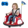 Red 5-Point Seat Belt Kids Bumper Car with Flashing Lights & Music, Safe 0.7-1.2 MPH Ride-On Toy for Boys & Girls