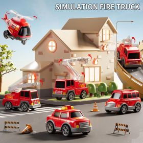 7-in-1 Fire Trucks for 3 4 5 6 Years Old Boys - Transport Car for Toddlers 4-6, Sound and Light Kids Toys for Ages 2-4, Gift for Ages 5-7
