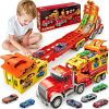 Truck Car Toys for 13+ Years Old Kids, Carrier Truck Race Track Toys, Foldable Transport Car Toys with Foldable Race Tracks