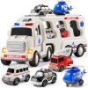 5-in 1 Play Ambulance Toy Vehicle Toddler Truck Toys for 3 4 5 6 7 Year Old Boys - Friction Powered Cars with Light and Sound, Police Car, Fire Truck