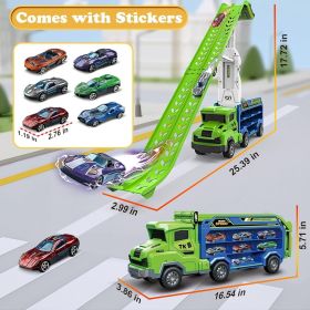 Toddler Car Truck Toys,Car Carrier Truck Toys for Kids, Foldable Car Track Sets with 2.8 Ft Race Track