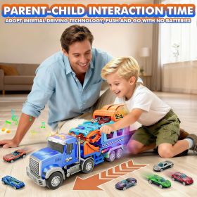 Truck Car Toys for 3, 4, 5, 6, 7, 8 Years Old Kids, Carrier Truck Race Track Toys