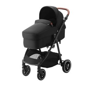 Standard Baby Stroller, Infant Toddler Stroller with Bassinet, 3rd-Gear Adjustable Backrest & Foldable & Reversible Seat