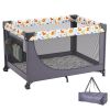 Baby Playpen Travel Crib, Quick-Folding Playpen for Baby & Toddler, Portable Baby Fence Play Yard with Wheels, Breathable Mesh & Travel Bag