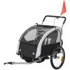 2-Seat Elite 360 Swivel Bike Trailer for Kids Bicycle Cargo Trailer with Water-Resistant Windows, Black and White