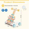 Wooden Baby Walker with 3-Position Adjustable Heights and Smooth Wheels