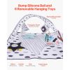 Baby Play Gym Mat, Tummy Time Mat with 6 Sensory Toys, Baby Activity Mat with 2 Touch Balls & Soft Fabric for Sensory & Motor Skill Development