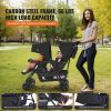 Double Stroller, Foldable Lightweight Twin Stroller with Tandem Seating, Adjustable Backrest/Footrest, Wrap-Around Safety Harness