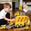 Construction Trucks Toys for 2 3 4 5 Years Old Boys - 5-in-1 Carrier Transport Vehicle Truck for Toddlers 2-4 Years with Crane, Mixer