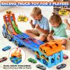 Truck Car Toys for 3, 4, 5, 6, 7, 8 Years Old Kids, Carrier Truck Race Track Toys
