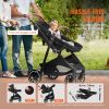 Standard Baby Stroller, Infant Toddler Stroller with Bassinet, 3rd-Gear Adjustable Backrest & Foldable & Reversible Seat