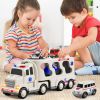 5-in 1 Play Ambulance Toy Vehicle Toddler Truck Toys for 3 4 5 6 7 Year Old Boys - Friction Powered Cars with Light and Sound, Police Car, Fire Truck