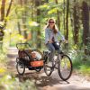 2-Seat Elite 360 Swivel Bike Trailer for Kids Bicycle Cargo Trailer with Water-Resistant Windows, Black and Orange
