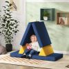 6 Pcs Kids Nugget Play Couch, Modular Play Sofa Set w/ Washable Cover, Creativing Couch Furniture for Playroom or Bedroom, Blue
