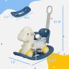 4 in 1 Rocking Horse for Toddles 2-5 Years with Detachable Push Handle & Balance Board, Blue