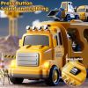 Construction Trucks Toys for 2 3 4 5 Years Old Boys - 5-in-1 Carrier Transport Vehicle Truck for Toddlers 2-4 Years with Crane, Mixer