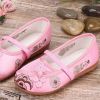 Pink - Girls Ballet Flats Chinese Traditional Embroidery Shoes Slip-on Shoes