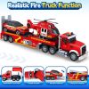 SpringFlower Extra Large Fire Truck Toys for Boys Girls with Racing Car and Helicopter, Lights, Sounds, Semi Truck Vehicle Toy for Toddlers 3 4 5 6 7