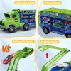 Toddler Car Truck Toys,Car Carrier Truck Toys for Kids, Foldable Car Track Sets with 2.8 Ft Race Track