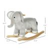 Kids Rocking Animal Elephant Rocker with Realistic Sounds, Plush Ride on Toy for 2-4 Years, Gray