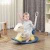 4 in 1 Rocking Horse for Toddles 2-5 Years with Detachable Push Handle & Balance Board, Blue