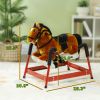Spring Rocking Horse, Kids Ride on Horse, Plush Horse Ride-on w/ Sounds & Foot Stirrups for Kids 3-8 Years, Brown