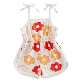 Toddler Baby Girl Clothing,floral Jumpsuit With Tie Up,jumpsuit Baby, Suspender Game Set (Option: Yellow-120)