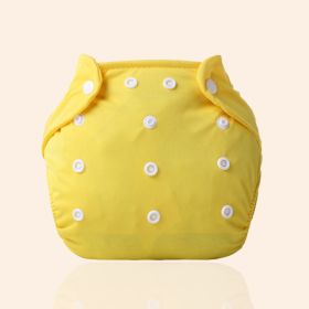 Increase diaper pants washable diapers can adjust the baby can pull pants pants waterproof waterproof diapers pants (Option: Yellow-Grid)
