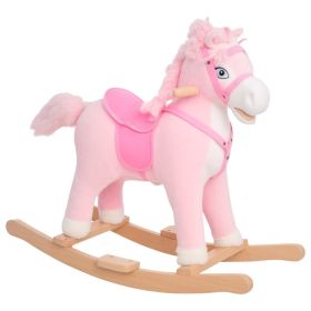 Plush Rocking Horse, Realistic Sounds, Swinging Tail, Pink, Ideal Birth Gift, Joyful Engaging, For 3 Years (Option: Pink)