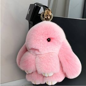 Soft Bunny PomPom,Cute Plush Rabbit Keychain, Ideal For Bags, Keys, Car Mirrors & Phones (Option: Pink)