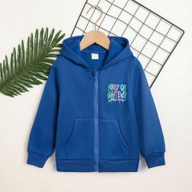 Toddler Girl Zip Up Hoodie Jacket Sorry Or Whatever Letter Print Long Sleeve Sweatshirt Kids Hooded Jacket (Option: Blue-4Y)
