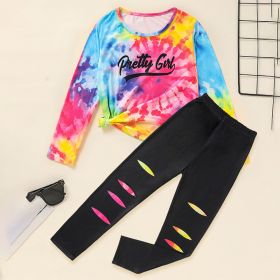 Toddler Girls' Spring Fall Outfit Set Pretty Girl Letter Print Long Sleeve Pullover Top & Matching Pants (Option: 11Y)