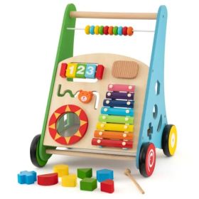 Multifunctional Wooden Baby Walker - 7+ Activity Center (Xylophone/Shape Sorter/Mirror), 3+ Years Old (Option: defaulttitle)