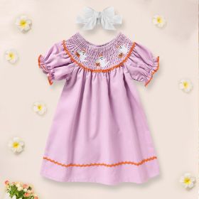 Infant Baby Girls Halloween Dress Ghost Embroidery Dress With Headband Party Costume Dresses (Option: Purple-3to6 Months)