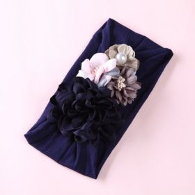 Newborn Baby Girl Nylon Headbands for Infant Toddler Kids Fashion Pretty Hair Accessories (Color: navy blue)