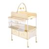 Baby Changing Table, Foldable Diaper Change Station with 2 Fabric Drawers, Side Basket & Hanging Rod