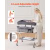 Baby Changing Table, Foldable Diaper Change Station with Side Basket, Adjustable Height Portable Changing Table with Lockable Wheels