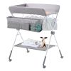 Baby Changing Table, Foldable Diaper Change Station with Side Basket, Adjustable Height Portable Changing Table with Lockable Wheels