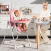 Baby High Chair Foldable Feeding Chair with 4 Lockable Wheels