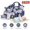 5Pcs Baby Nappy Diaper Bags Set Mummy Diaper Handbags with Diaper Pad Food Bag Bottle Bag Travel Tote Bags For Mom Dad