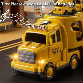 Trucks for Toddlers 2-4 Years 1-3 4-8 4-7 Boys Girls, 5 in 1 Construction Carrier Toy Trucks for Kids, Detachable Transport Trailer Toy (Color: YELLOW)